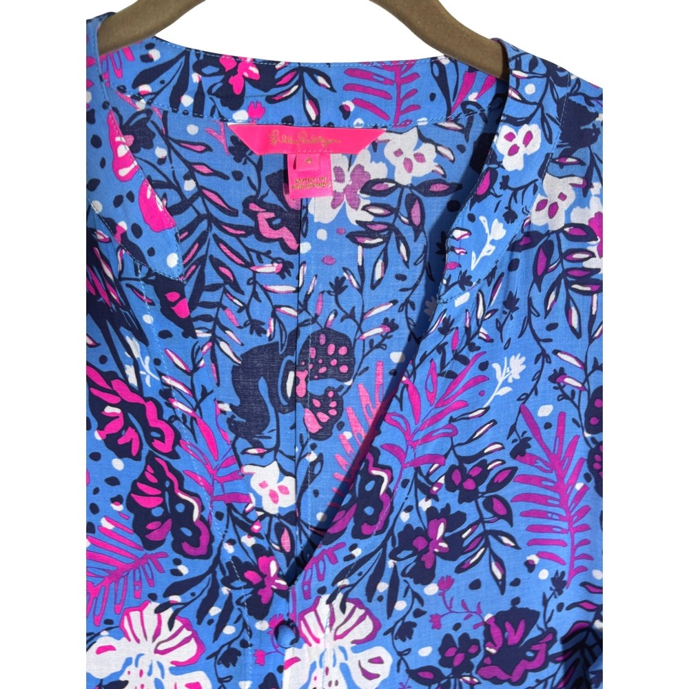 Lilly Pulitzer Andrei Maxi Dress Boca Blue Birds Eye View sz 4 - Picture 5 of 8